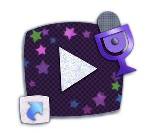 A button linking to my ASMR YouTube channel. It looks like a Youtube logo with a microphone around the upper-right corner.